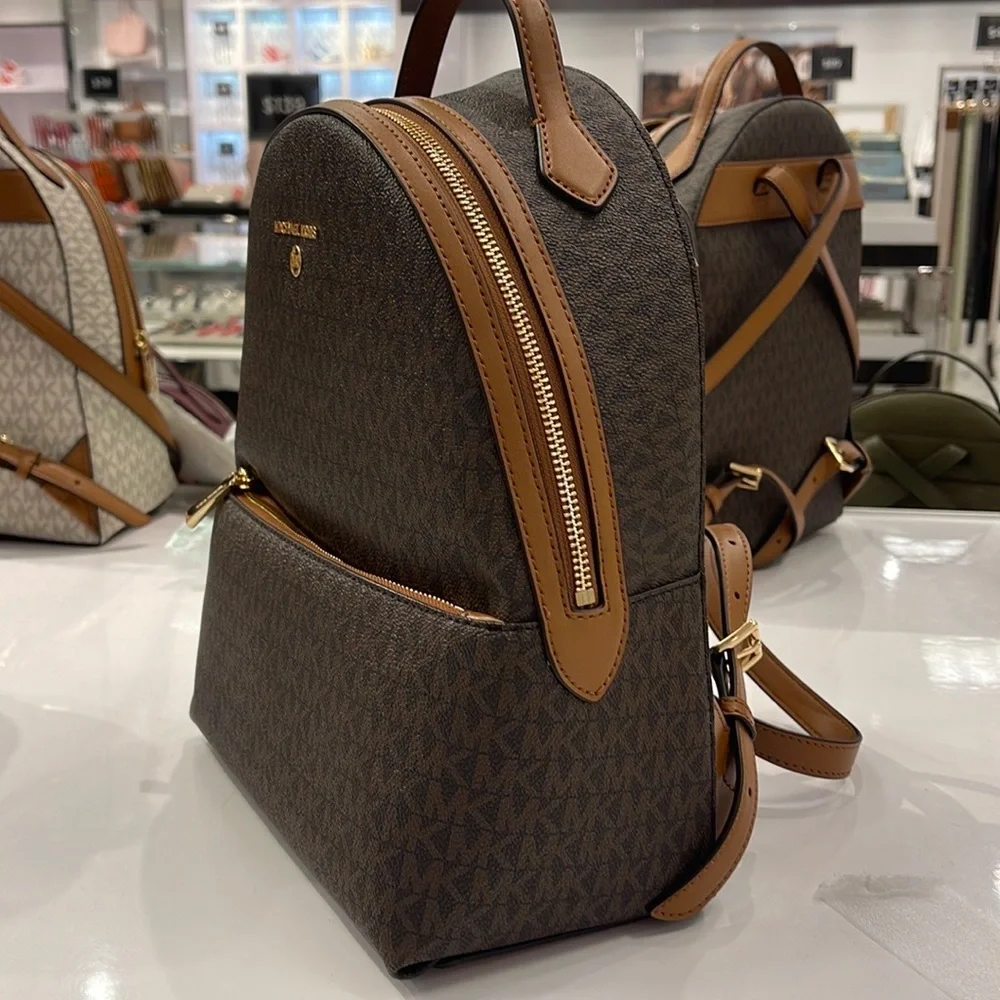 Michael Kors Womens Valerie Medium Logo Backpack 30F2G9VB2B Brown NWT